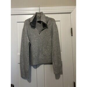 Oak & Trellis 1/4 Zip Gray Sweater  Soft Cozy Women's Size Large Preppy Minimal